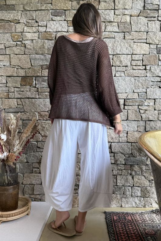 Conrad Grunge Loose Cotton Knit Coffee Bean